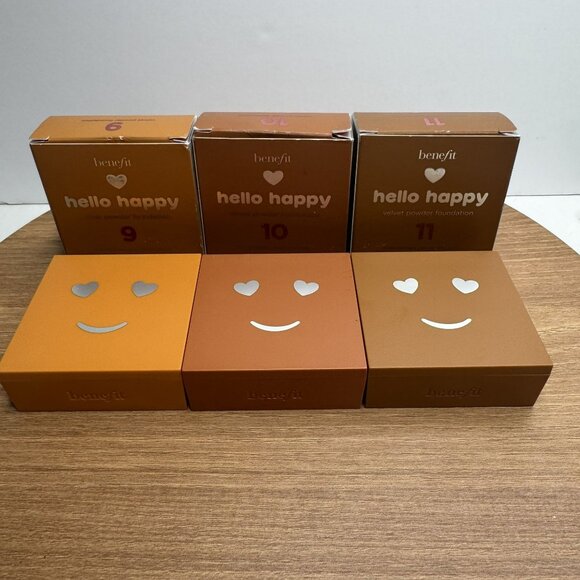 Benefit Hello Happy Powder Foundation Set Shades 9 10 11 Compact Lot Set of 3 - Picture 1 of 7